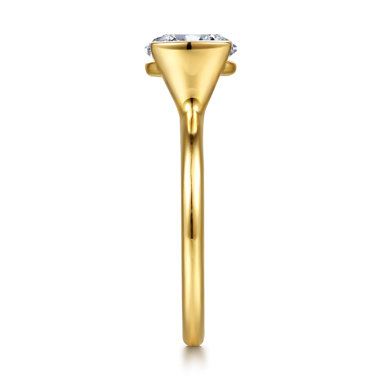 Gavin - 14K Yellow Gold Half Bezel Round Solitaire Diamond Engagement Ring - Shot 5