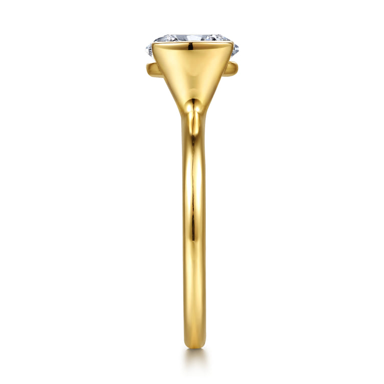 Gavin - 14K Yellow Gold Half Bezel Round Solitaire Diamond Engagement Ring - Shot 5
