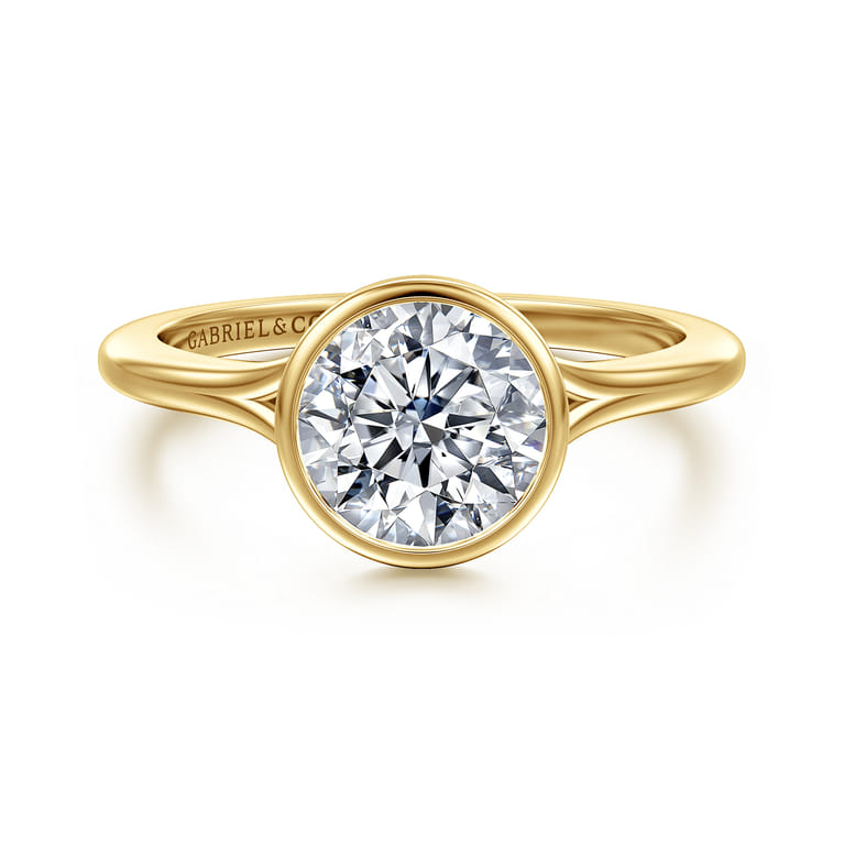Kaya - 14K Yellow Gold Bezel Set Round Solitaire Diamond Engagement Ring - Shot 1