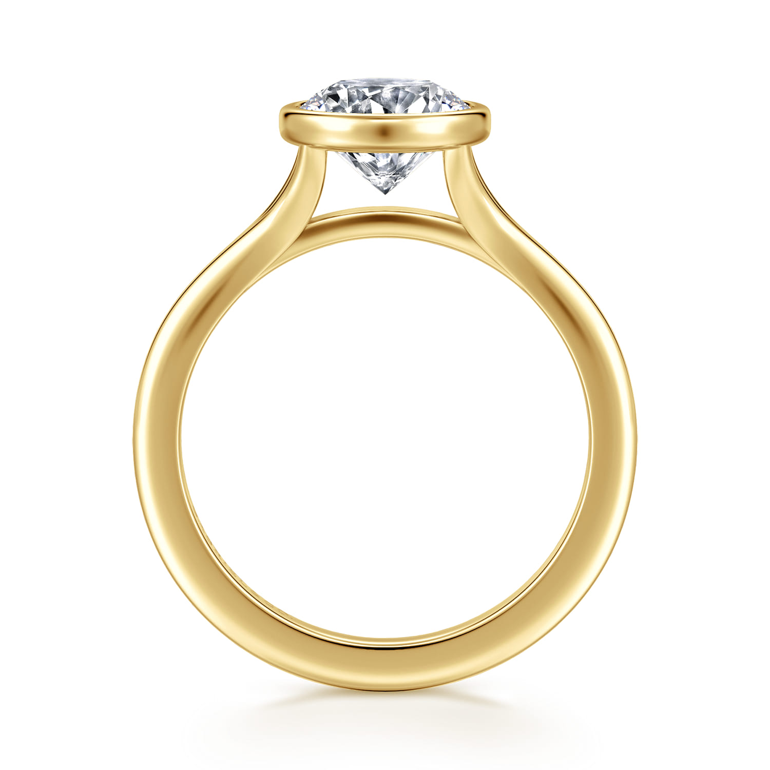 Kaya - 14K Yellow Gold Bezel Set Round Solitaire Diamond Engagement Ring - Shot 2