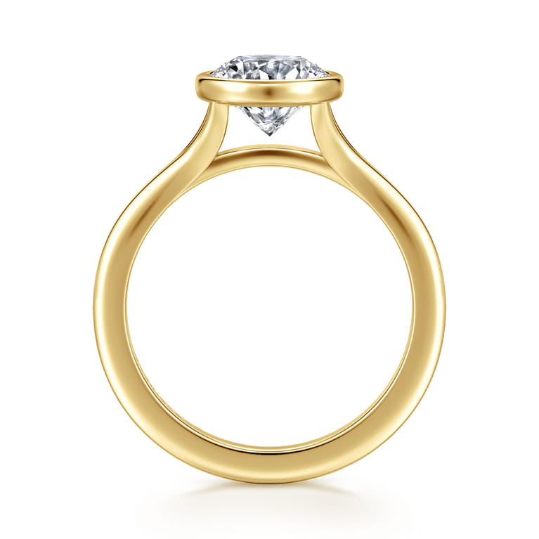 Kaya - 14K Yellow Gold Bezel Set Round Solitaire Diamond Engagement Ring - Shot 2