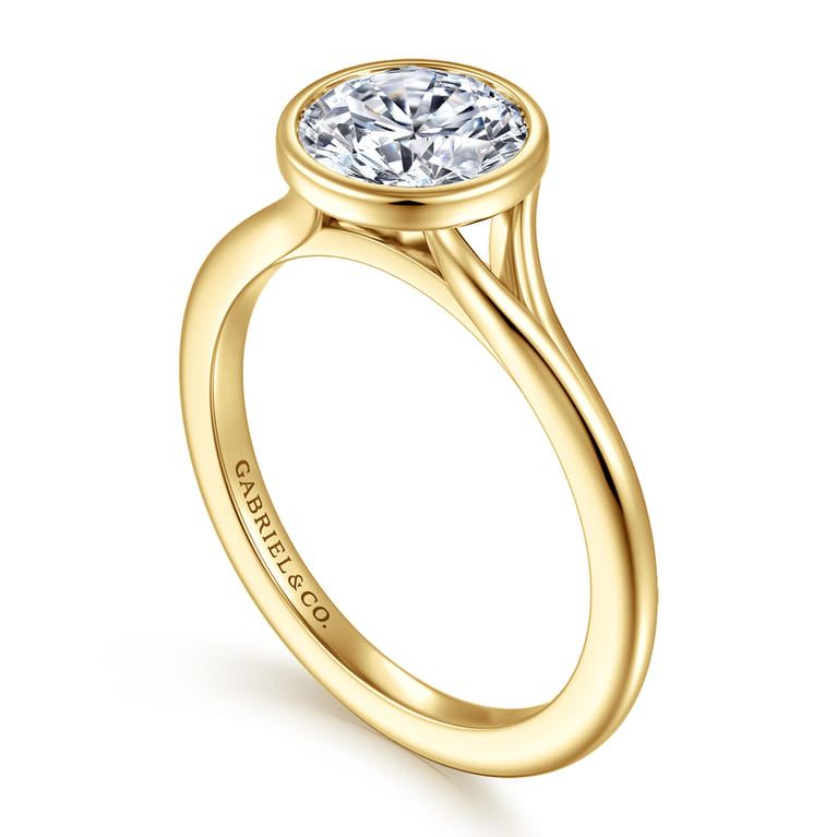 Kaya - 14K Yellow Gold Bezel Set Round Solitaire Diamond Engagement Ring - Shot 3