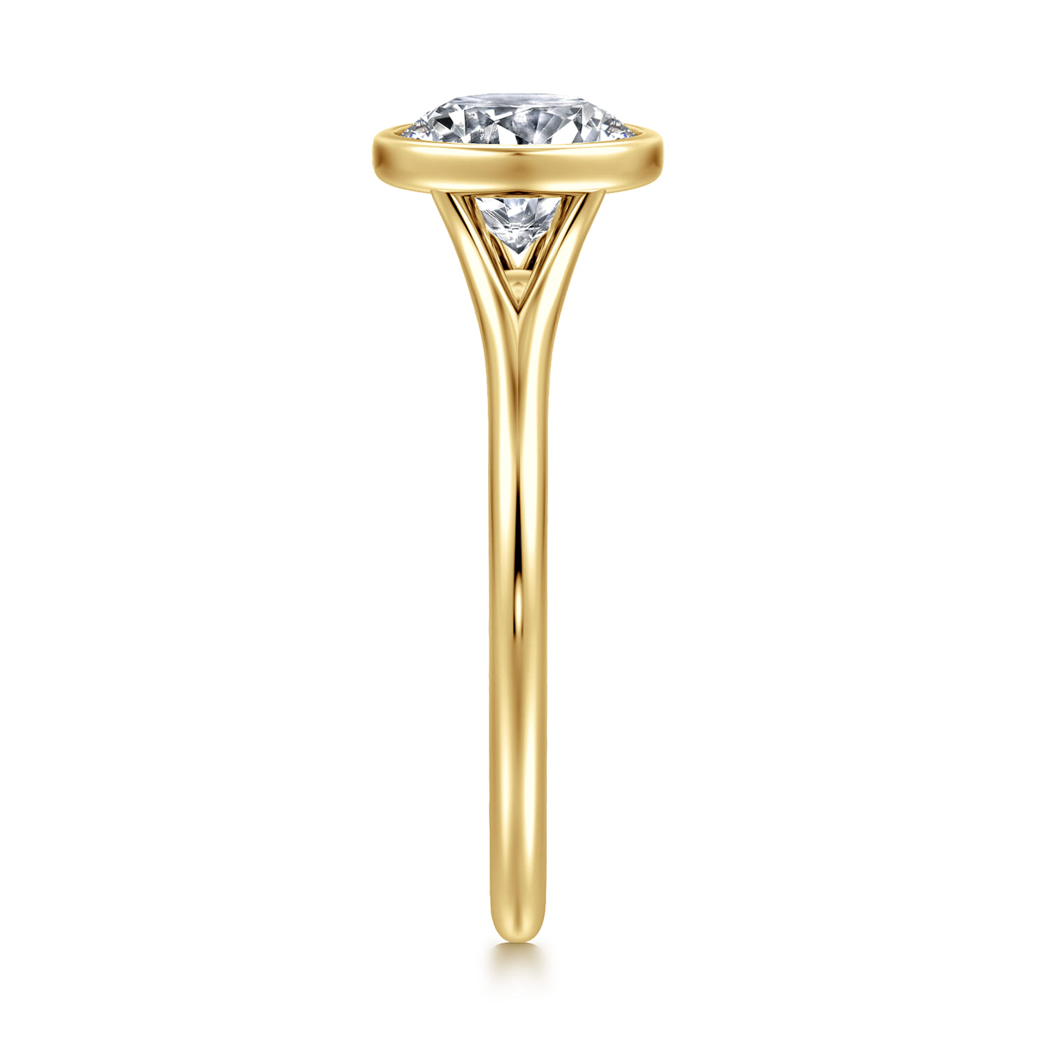 Kaya - 14K Yellow Gold Bezel Set Round Solitaire Diamond Engagement Ring - Shot 4