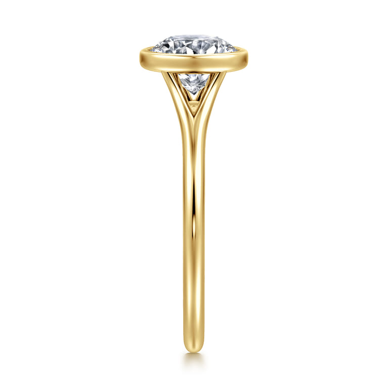 Kaya - 14K Yellow Gold Bezel Set Round Solitaire Diamond Engagement Ring - Shot 4