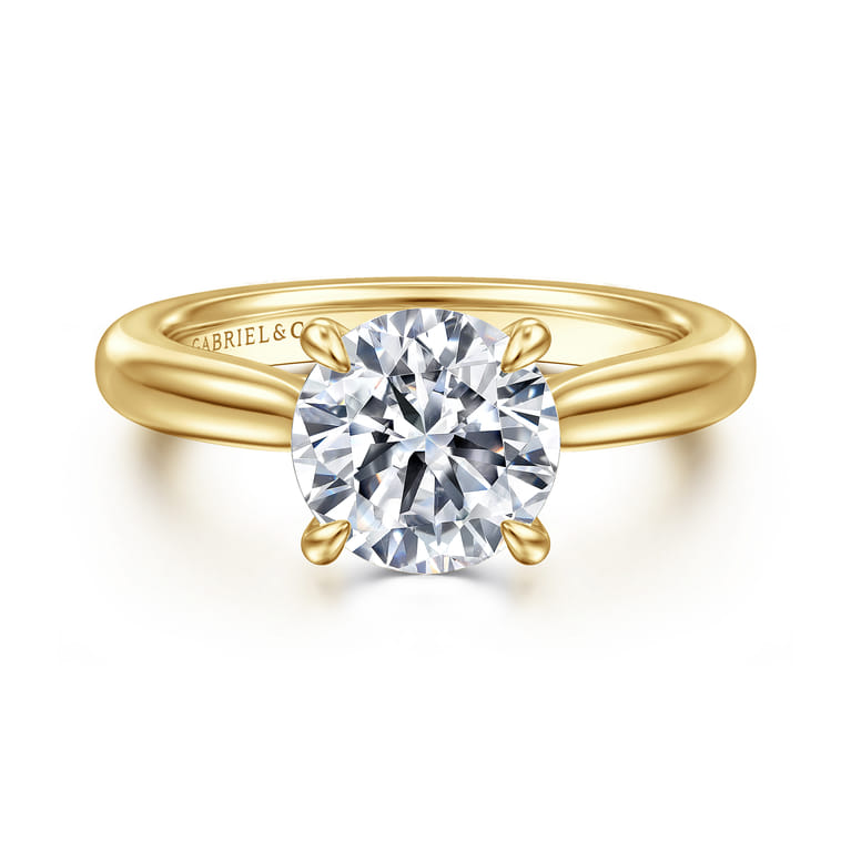 Bena - 14K Yellow Gold Round Solitaire Diamond Engagement Ring - Shot 1