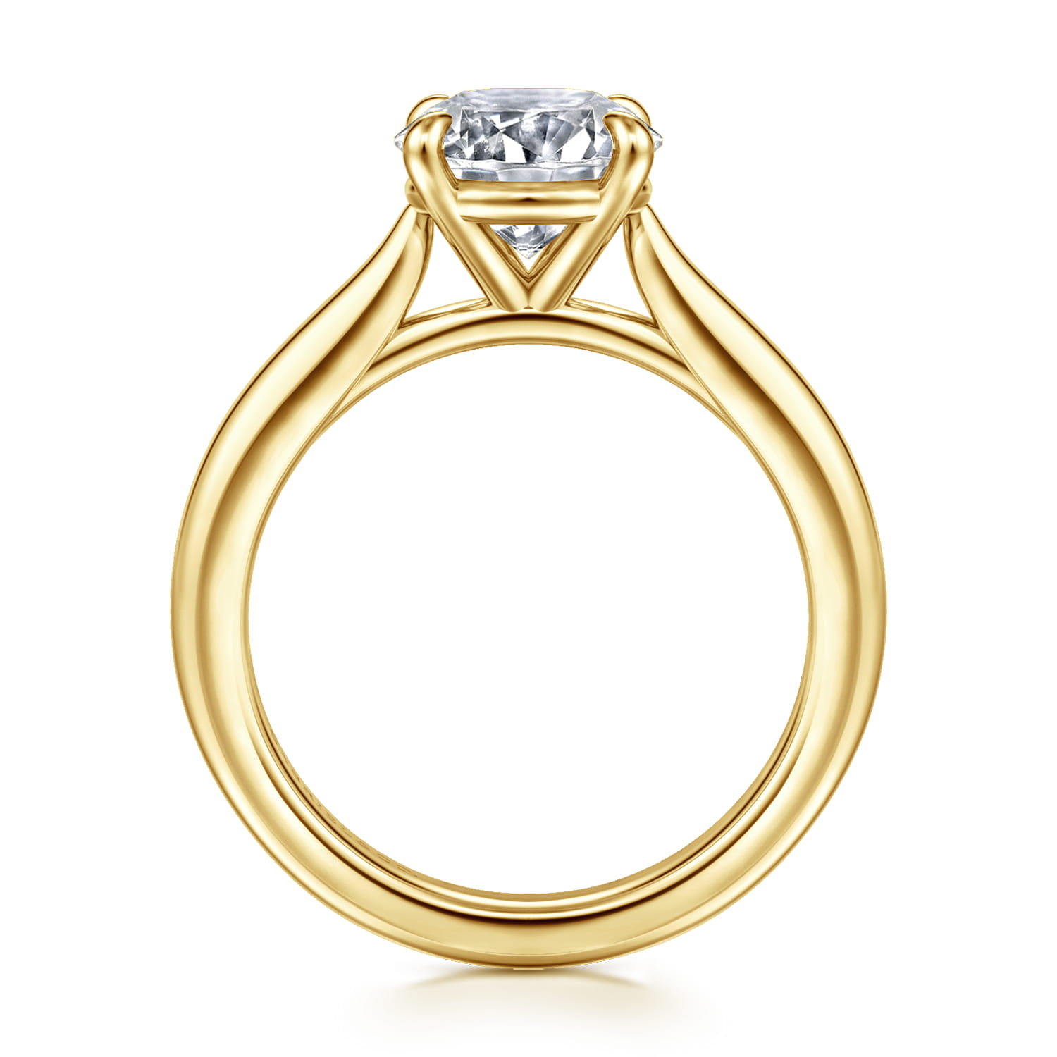 Bena - 14K Yellow Gold Round Solitaire Diamond Engagement Ring - Shot 2
