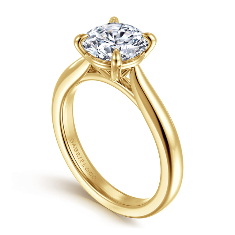 Bena - 14K Yellow Gold Round Solitaire Diamond Engagement Ring - Shot 3