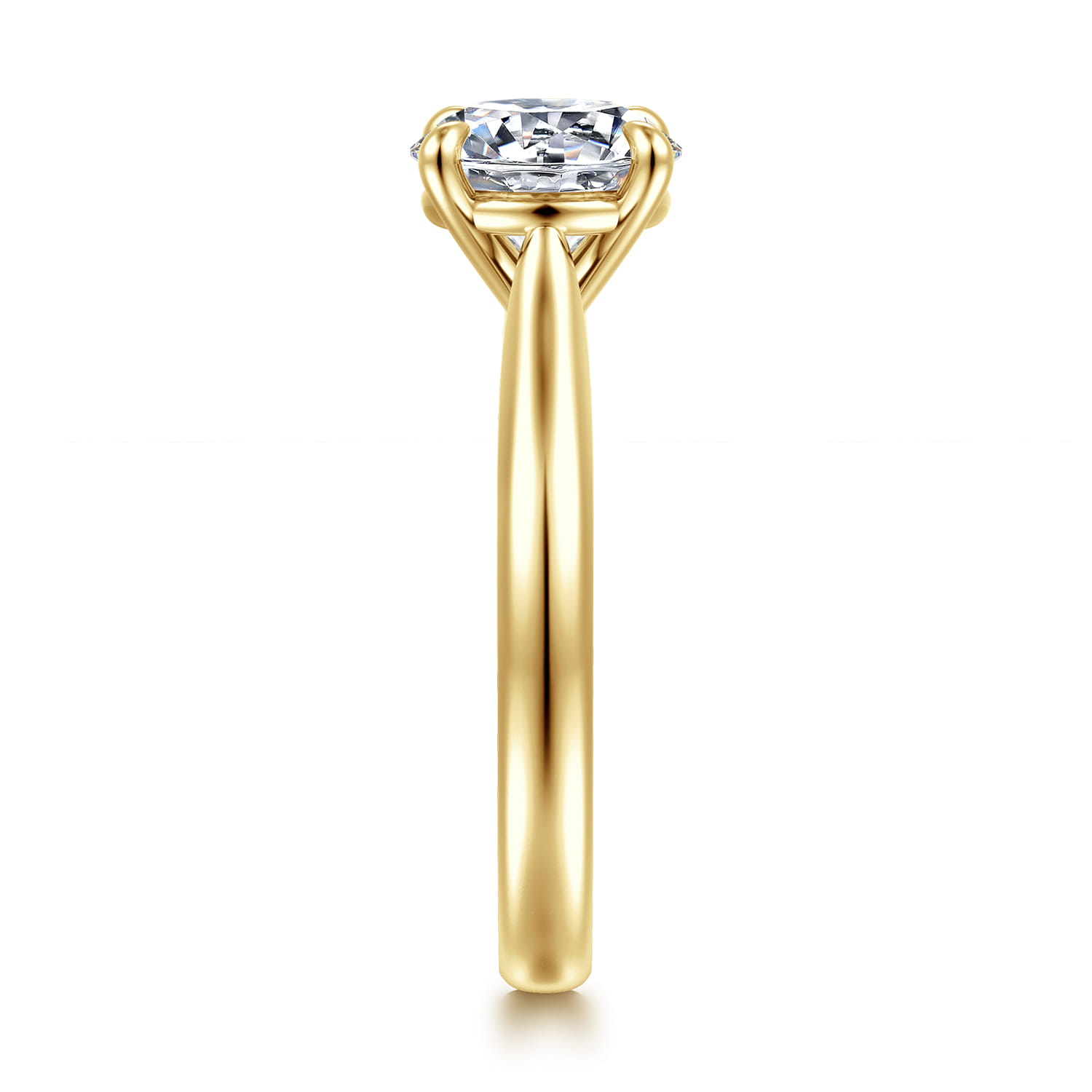 Bena - 14K Yellow Gold Round Solitaire Diamond Engagement Ring - Shot 4