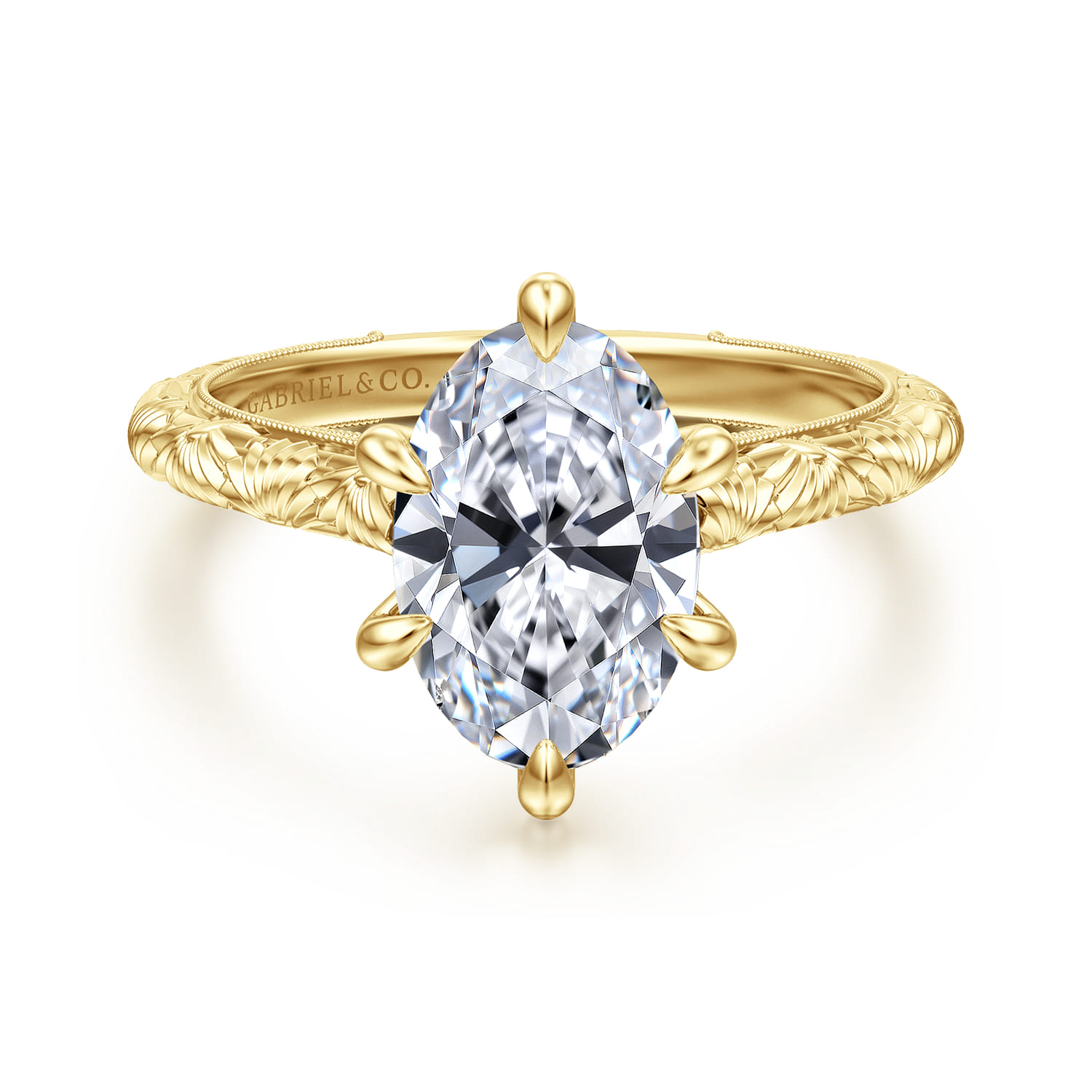 Isolde - 14K Yellow Gold Oval Solitaire Diamond Engagement Ring - Shot 1