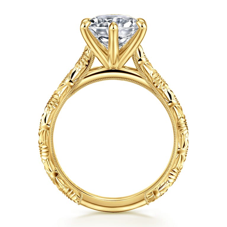 Isolde - 14K Yellow Gold Round Solitaire Diamond Engagement Ring - Shot 2