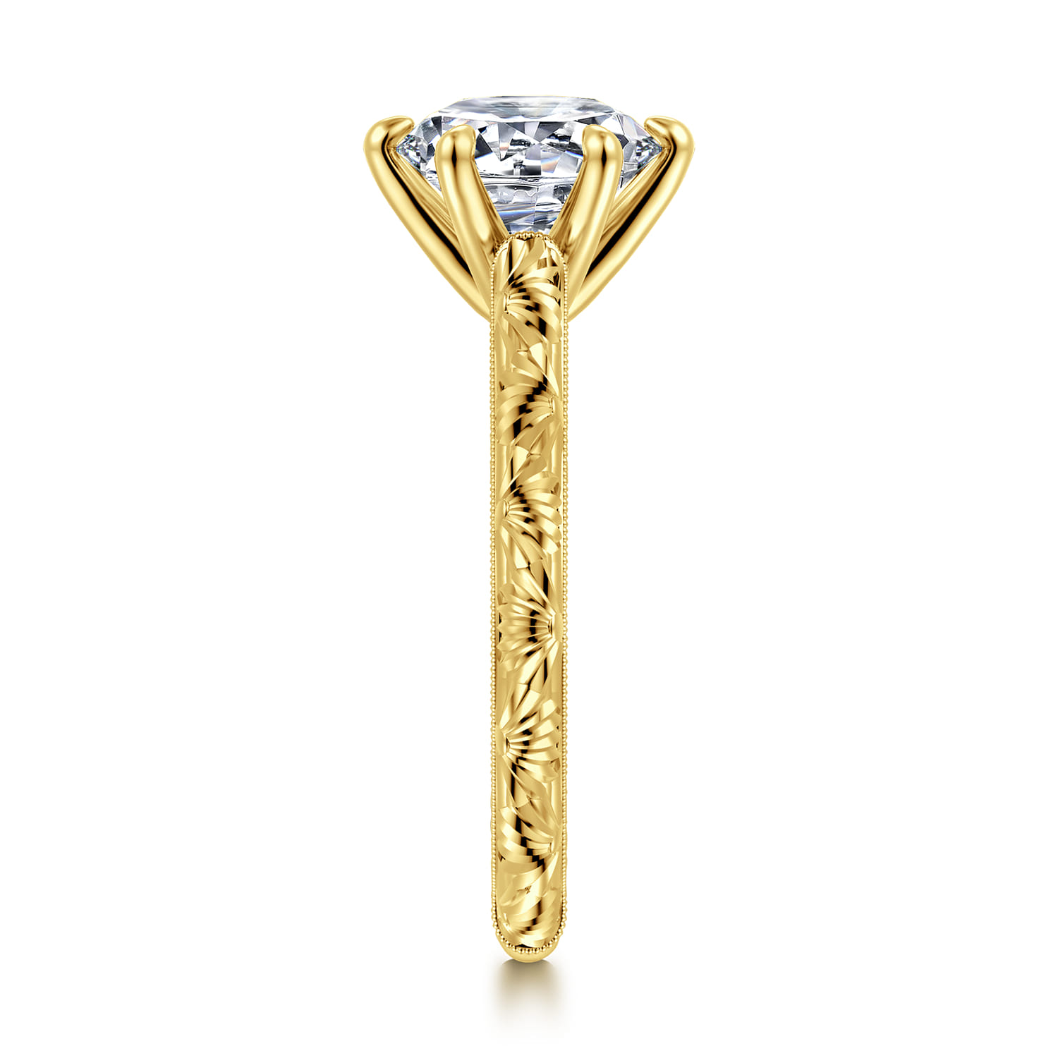 Isolde - 14K Yellow Gold Round Solitaire Diamond Engagement Ring - Shot 4