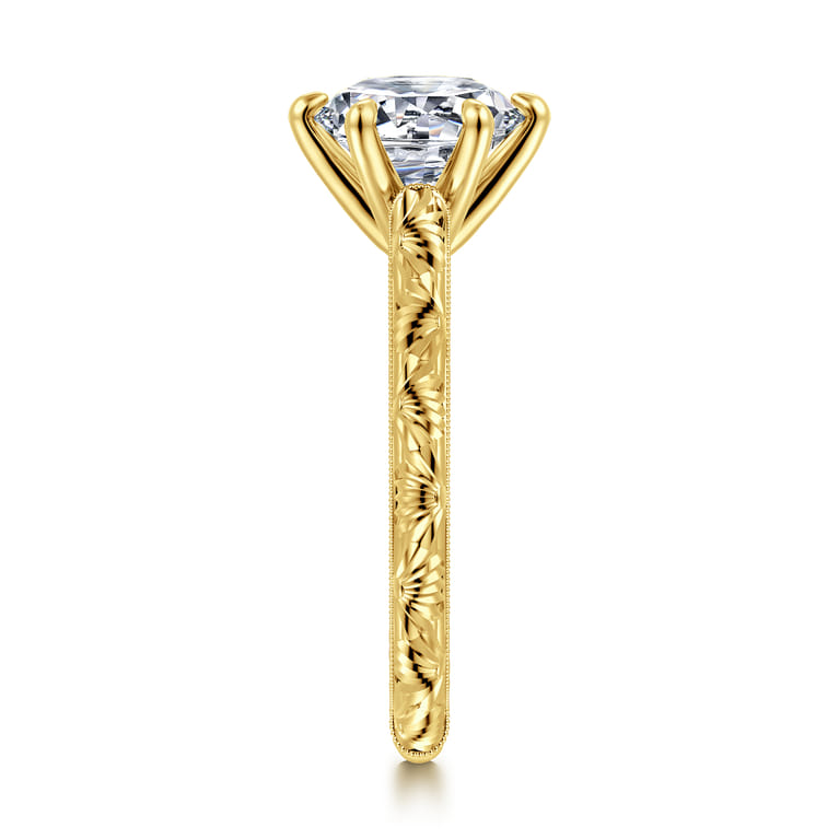 Isolde - 14K Yellow Gold Round Solitaire Diamond Engagement Ring - Shot 4