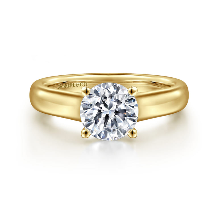 Helen - 14K Yellow Gold Round Diamond Engagement Ring - Shot 1