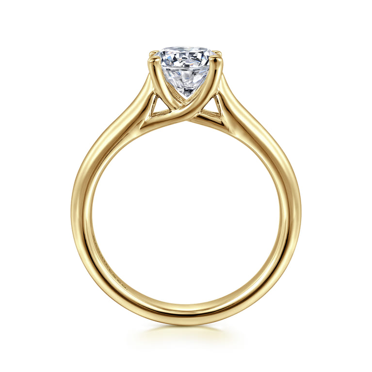 Helen - 14K Yellow Gold Round Diamond Engagement Ring - Shot 2