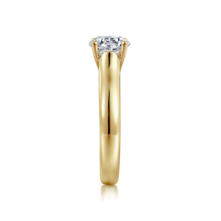 Helen - 14K Yellow Gold Round Diamond Engagement Ring - Shot 5
