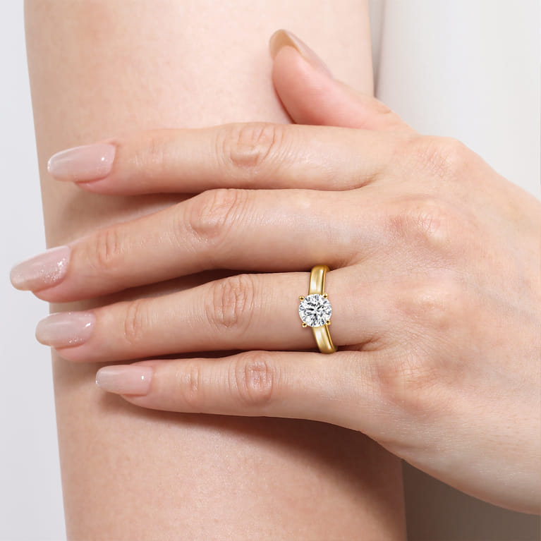 Helen - 14K Yellow Gold Round Diamond Engagement Ring - Shot 6