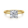 Cari - 14K White-Yellow Gold Cushion Diamond Engagement Ring - 0.07 ct