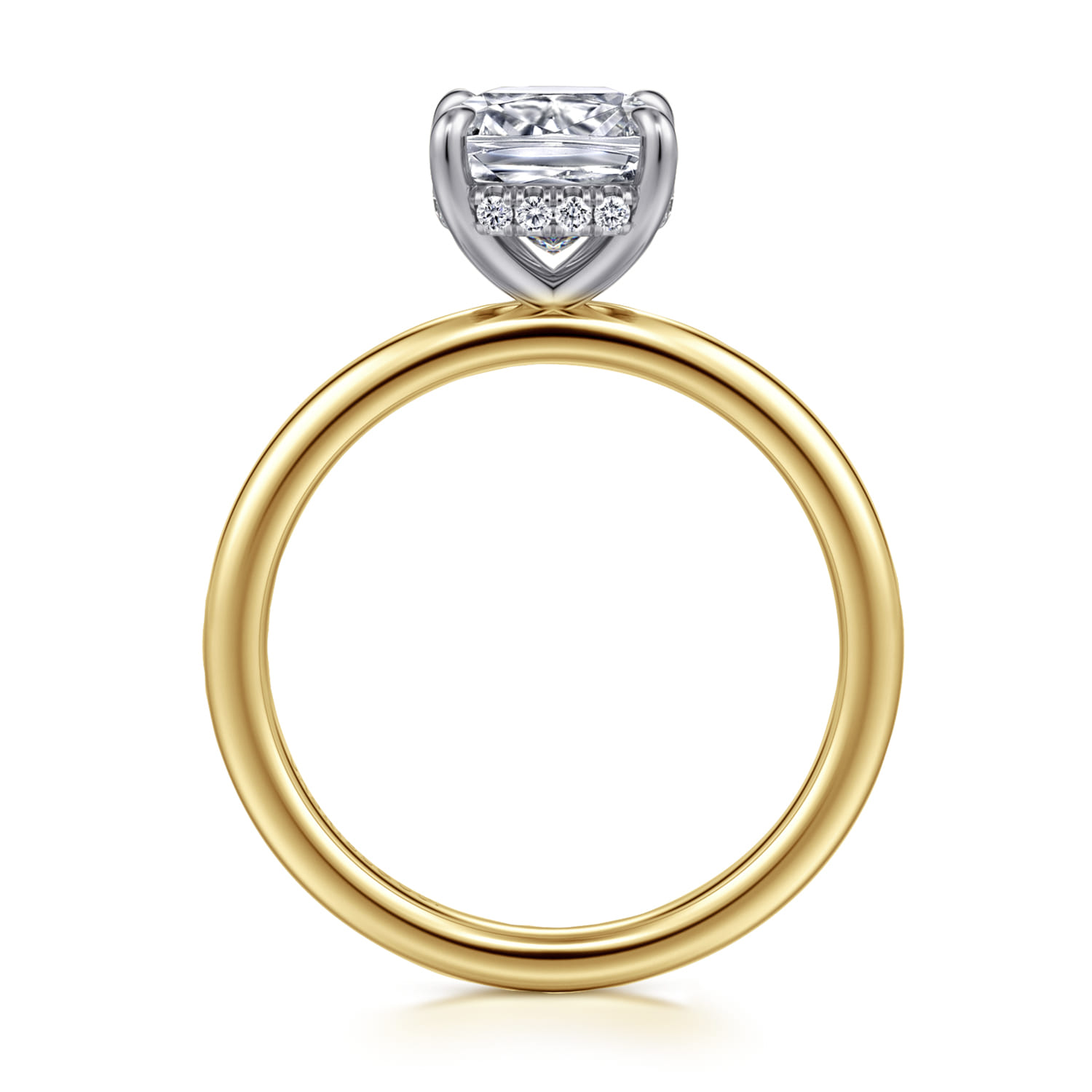 Cari - 14K White-Yellow Gold Cushion Diamond Engagement Ring - 0.07 ct - Shot 2