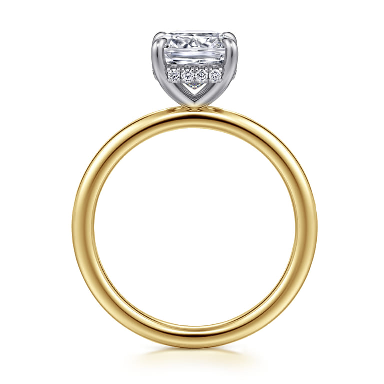 Cari - 14K White-Yellow Gold Cushion Diamond Engagement Ring - 0.07 ct - Shot 2