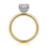 Cari - 14K White-Yellow Gold Cushion Diamond Engagement Ring - 0.07 ct