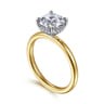 Cari - 14K White-Yellow Gold Cushion Diamond Engagement Ring - 0.07 ct