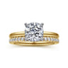 Cari - 14K White-Yellow Gold Cushion Diamond Engagement Ring - 0.07 ct