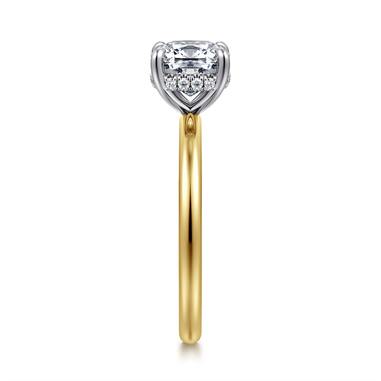 Cari - 14K White-Yellow Gold Cushion Diamond Engagement Ring - 0.07 ct - Shot 5