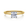 Ady - 14K White-Yellow Gold Cushion Hidden Halo Diamond Engagement Ring - 0.05 ct
