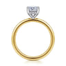 Ady - 14K White-Yellow Gold Cushion Hidden Halo Diamond Engagement Ring - 0.05 ct
