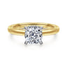 Sandi - 14K White-Yellow Gold East West Cushion Cut Diamond Engagement Ring - 0.1 ct