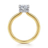 Sandi - 14K White-Yellow Gold East West Cushion Cut Diamond Engagement Ring - 0.1 ct