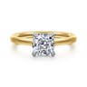 Austria - 14K White-Yellow Gold Cushion Cut Diamond Engagement Ring - 0.07 ct