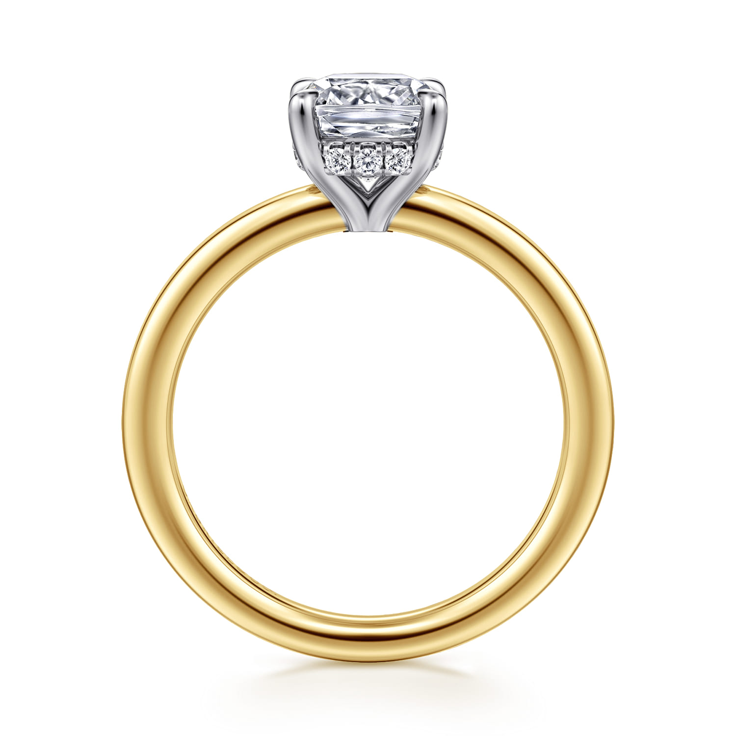 Austria - 14K White-Yellow Gold Cushion Cut Diamond Engagement Ring - 0.07 ct - Shot 2