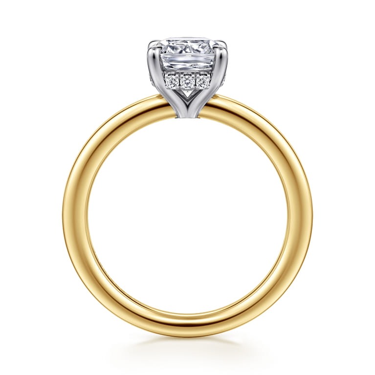 Austria - 14K White-Yellow Gold Cushion Cut Diamond Engagement Ring - 0.07 ct - Shot 2