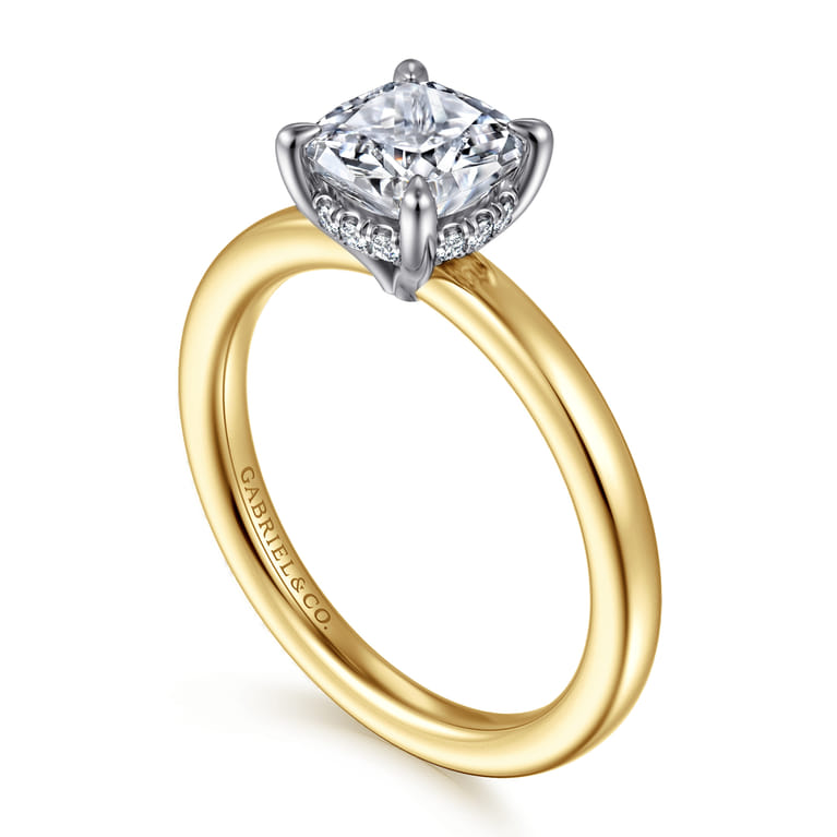 Austria - 14K White-Yellow Gold Cushion Cut Diamond Engagement Ring - 0.07 ct - Shot 3