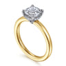 Austria - 14K White-Yellow Gold Cushion Cut Diamond Engagement Ring - 0.07 ct
