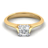 Ellis - 14K White-Yellow Gold Cushion Cut Diamond Engagement Ring