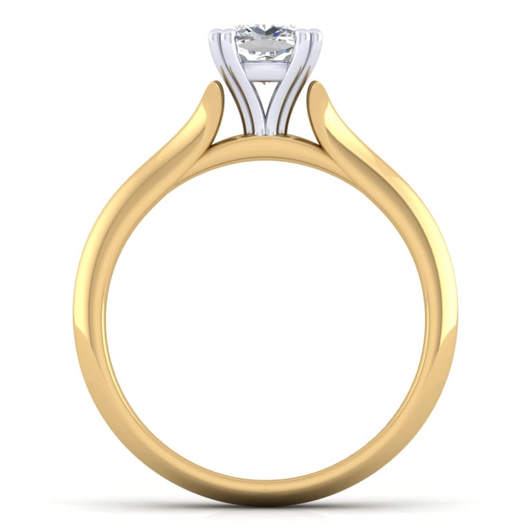 Ellis - 14K White-Yellow Gold Cushion Cut Diamond Engagement Ring - Shot 2