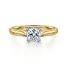 Lauren - 14K White-Yellow Gold Cushion Cut Diamond Engagement Ring