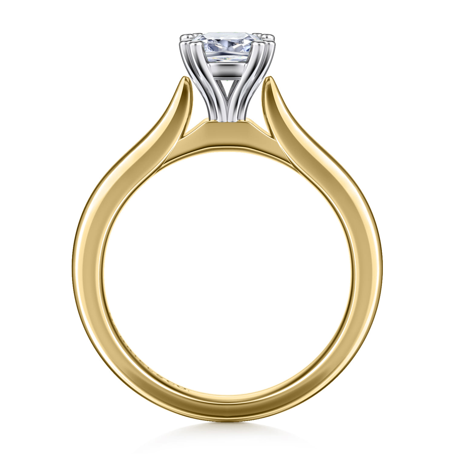 Lauren - 14K White-Yellow Gold Cushion Cut Diamond Engagement Ring - Shot 2