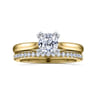 Lauren - 14K White-Yellow Gold Cushion Cut Diamond Engagement Ring