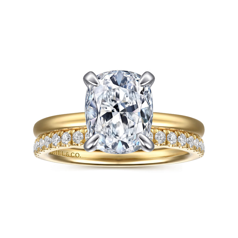 Cari - 14K White-Yellow Gold Elongated Cushion Diamond Engagement Ring - 0.08 ct - Shot 4