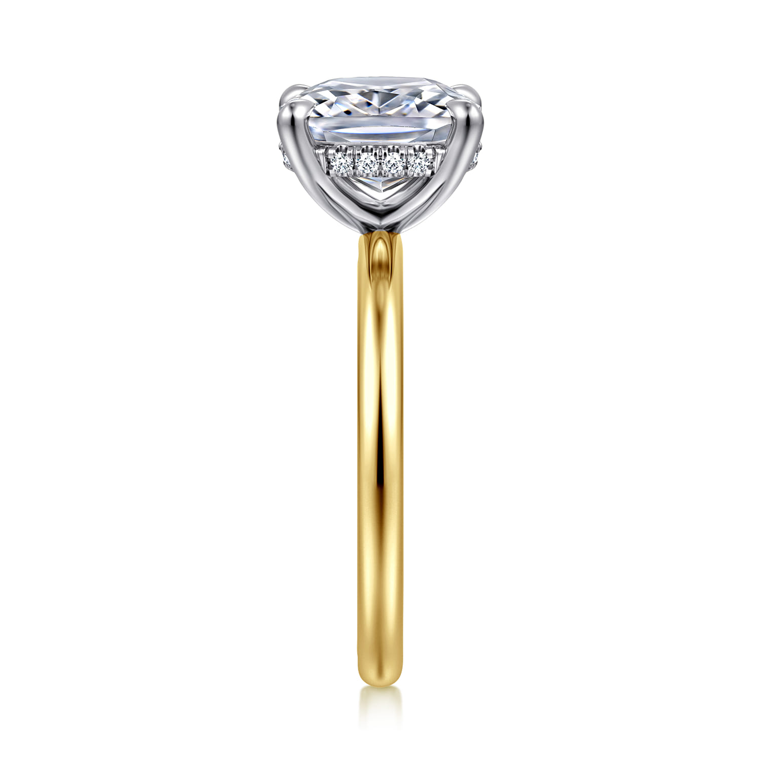 Cari - 14K White-Yellow Gold Elongated Cushion Diamond Engagement Ring - 0.08 ct - Shot 5