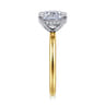 Cari - 14K White-Yellow Gold Elongated Cushion Diamond Engagement Ring - 0.08 ct