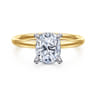 Cari - 14K White-Yellow Gold Elongated Cushion Diamond Engagement Ring - 0.05 ct