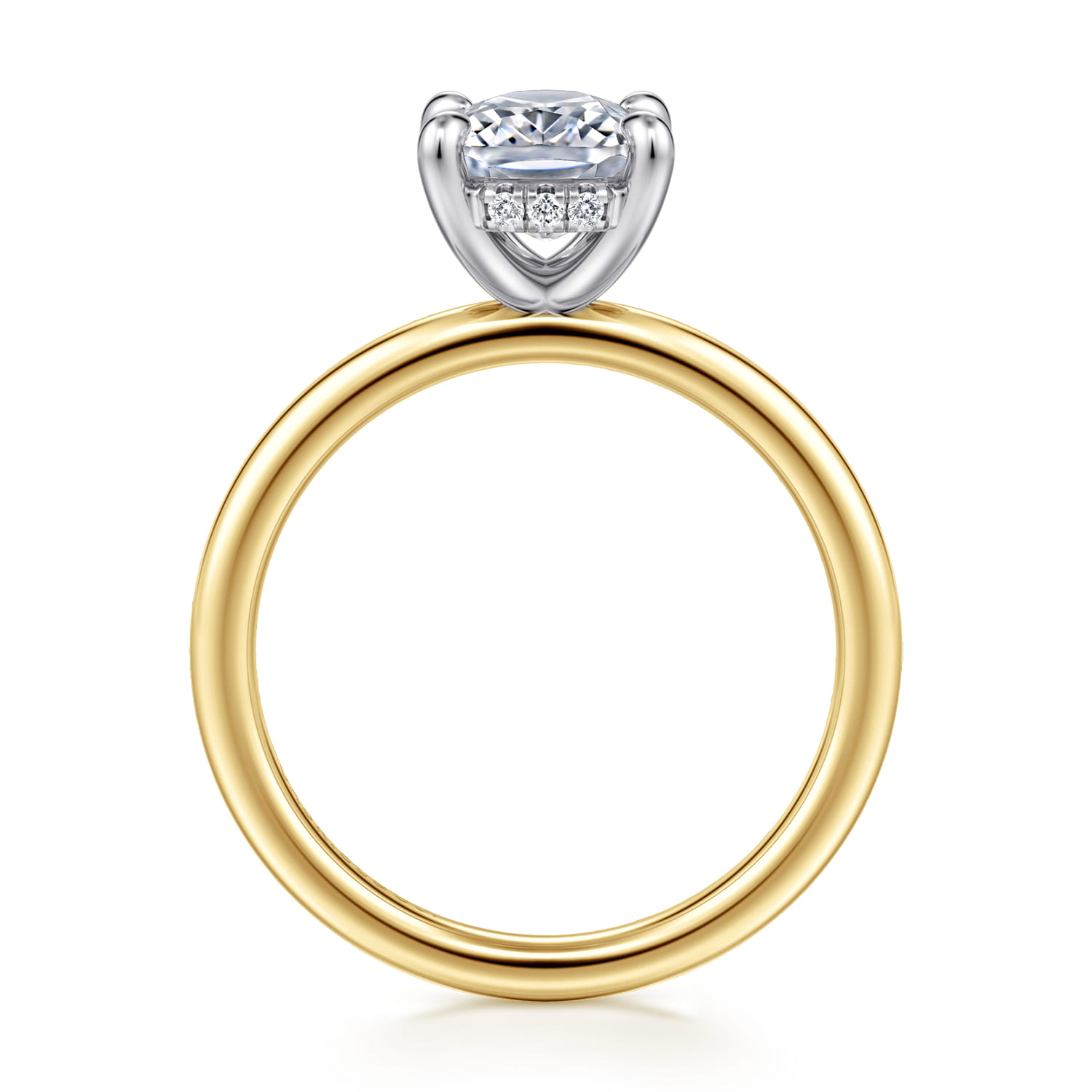 Cari - 14K White-Yellow Gold Elongated Cushion Diamond Engagement Ring - 0.05 ct - Shot 2