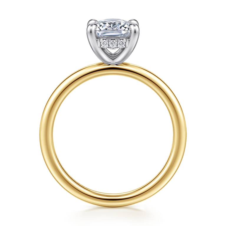 Cari - 14K White-Yellow Gold Elongated Cushion Diamond Engagement Ring - 0.05 ct - Shot 2