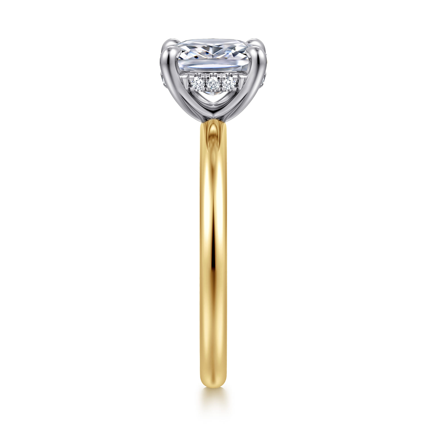 Cari - 14K White-Yellow Gold Elongated Cushion Diamond Engagement Ring - 0.05 ct - Shot 5