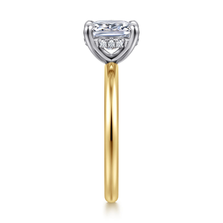 Cari - 14K White-Yellow Gold Elongated Cushion Diamond Engagement Ring - 0.05 ct - Shot 5