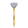 Cari - 14K White-Yellow Gold Elongated Cushion Diamond Engagement Ring - 0.05 ct